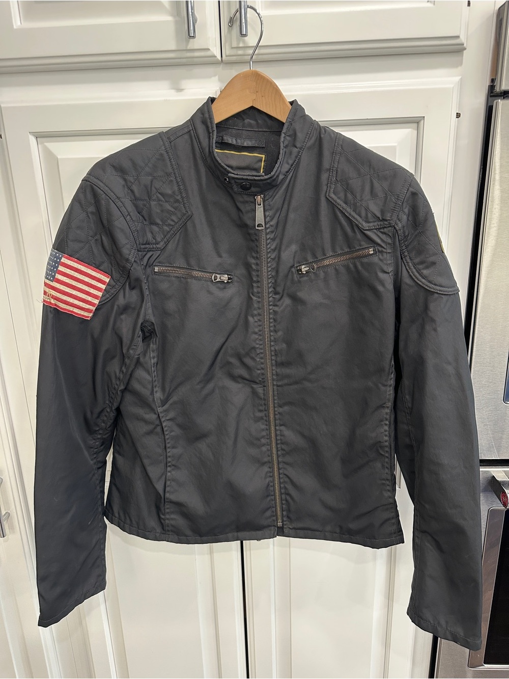 Ralph Lauren Black Men's Jacket with American Flag Patch